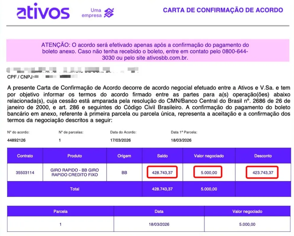 Comprovante — Banco do Brasil
